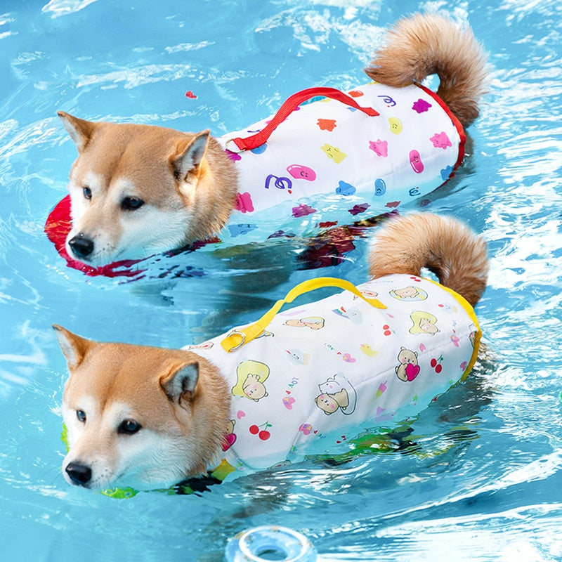 Dog For Swimming Only Cartoon Full Printed Cute Small Animal Traction Pet Life Vest