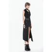 Dark in Love Punk Layered Pocket Cutout Belted Long Skirt