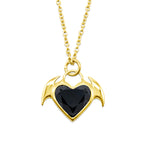 Nocturnal Succubus Gold Heart Pendant Necklace