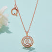 Einer der 26 Buchstaben, Q, besetzt mit hochwertigem Moissanit, luxuriöser und modischer Leichtluxus-Trendschmuck, Silberkette, Anhänger S925 Silber, galvanisiertes Roségold
