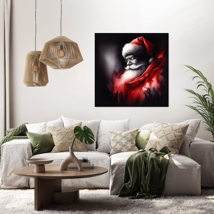 Santa's Melancholy Christmas Canvas