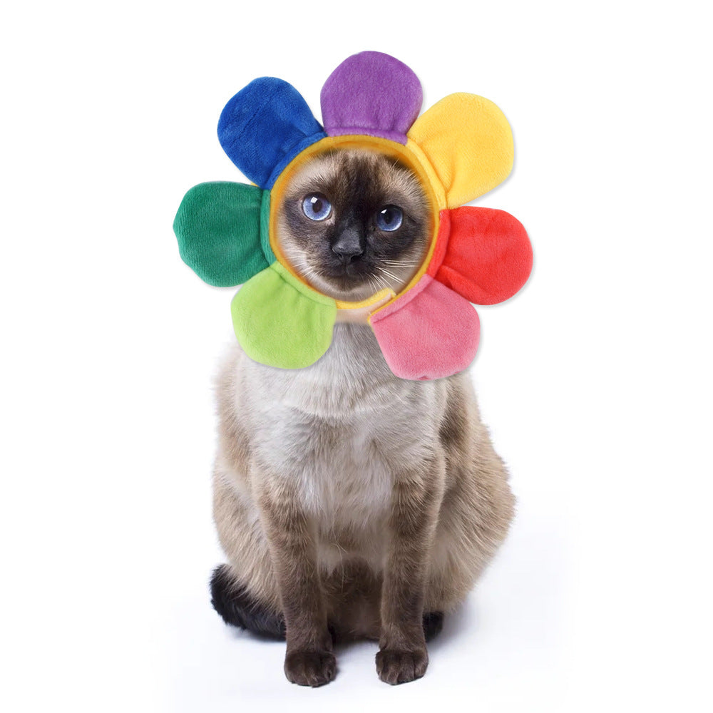 Pet Headgear Cute Dog Teddy Dress Up SUNFLOWER Cat Headdress Wig Cat Headgear Hat