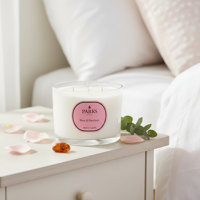 ROSE & PATCHOULI 350G 3 WICK CANDLE
