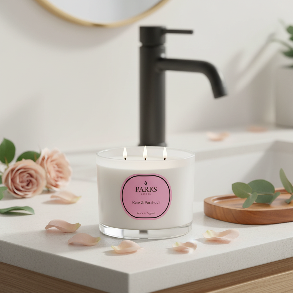 ROSE & PATCHOULI 350G 3 WICK CANDLE
