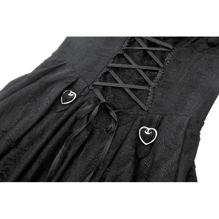 Dark in Love Mortalis Lace-Up Goth Dress in Black