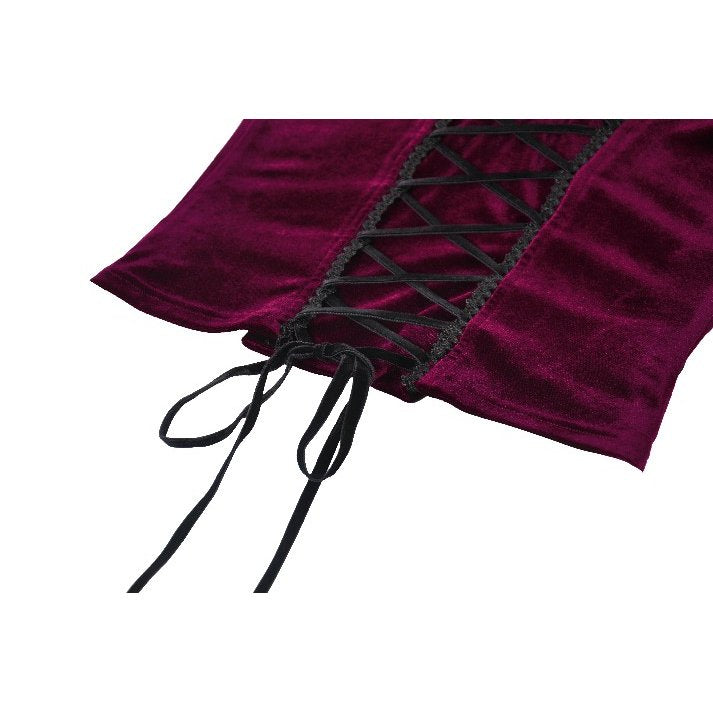 Dark in Love Serilda Velvet Lace Corset Top in Wine Red