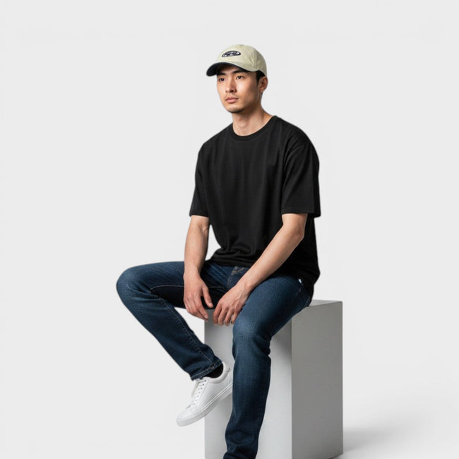 Baseballcap aus Baumwolle Beige Marineblau