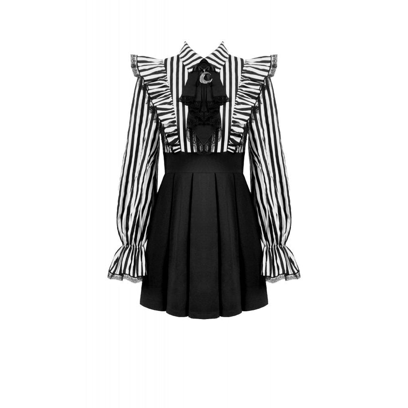 Dark in Love Striped Ruffle Gothic Lolita Dress