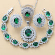 Garnet Cubic Zirconia Earrings Pendant Necklace Bracelet Ring Gift 4 PCs Set