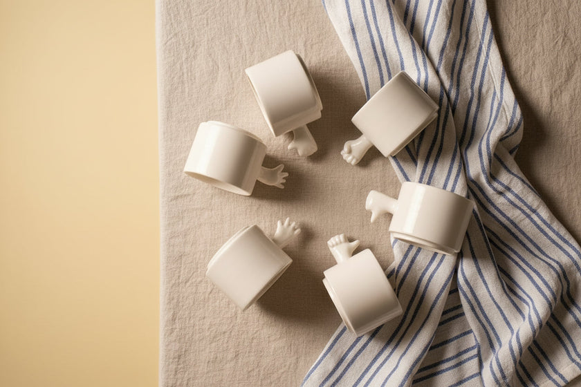 Gesture Ceramic Cups – Handmade Porcelain Coffee Cup（Thumb up down）