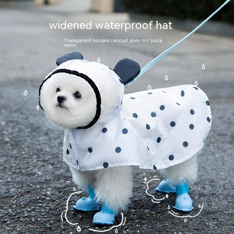 Summer Full Printed Polka Dot Bear Dog Poncho