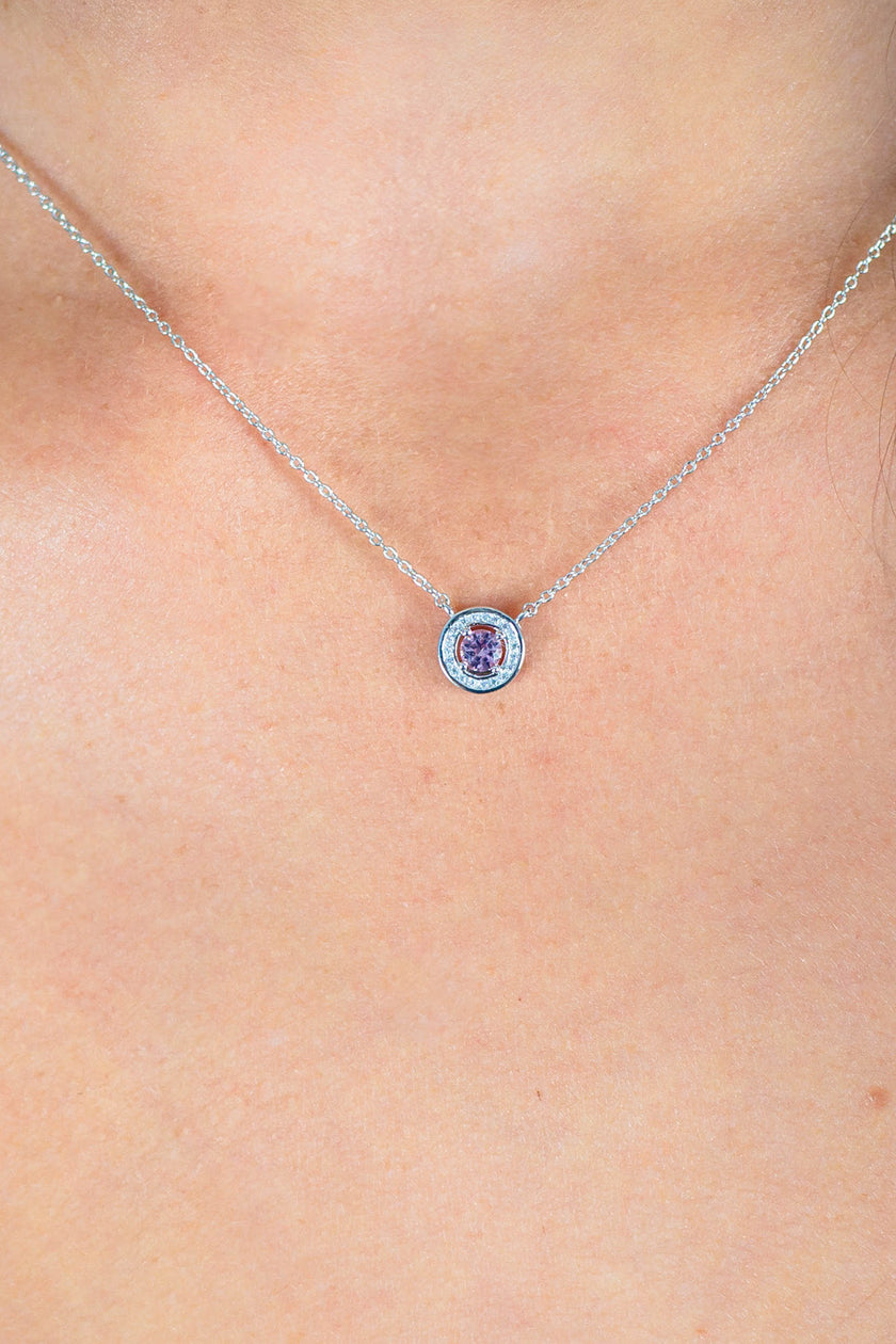 MILESTONE MORGANITE HALO PENDANT IN SILVER