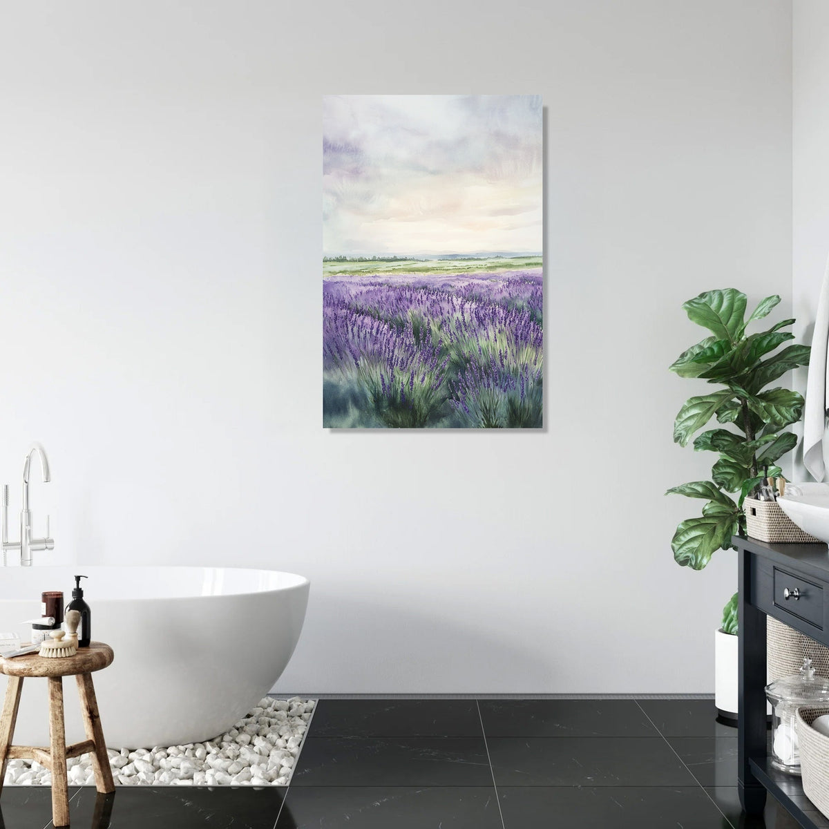 Melancholic Lavender Fields Canvas