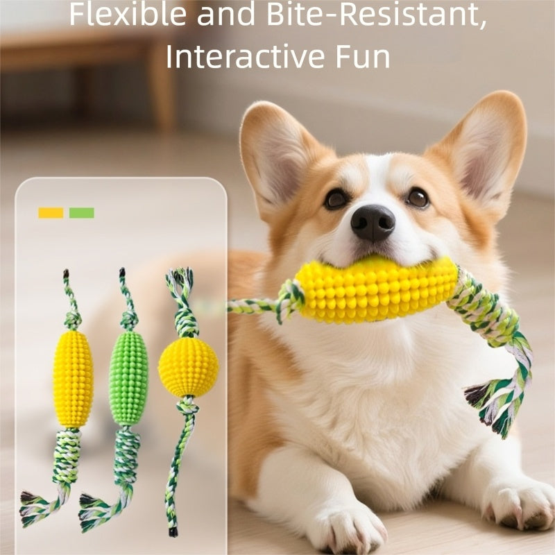 Juguetes para masticar Nudo de bola de maíz para mascotas, limpieza de dientes para perros grandes y pequeños, juguetes para perros anudados para morder y aburrir