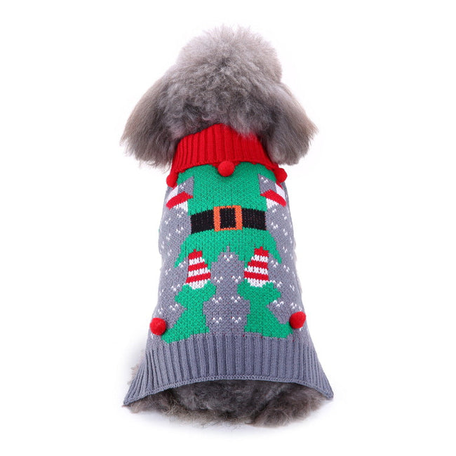 Haustier Pullover mit Knochenstreifen und hohem Kragen zu Weihnachten