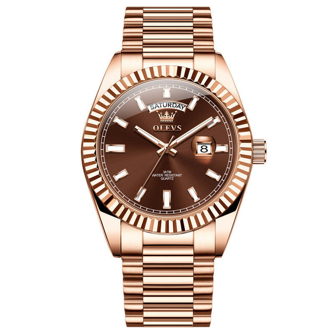 Reloj de Pulsera Luminoso Impermeable de Negocios con Correa de Acero
