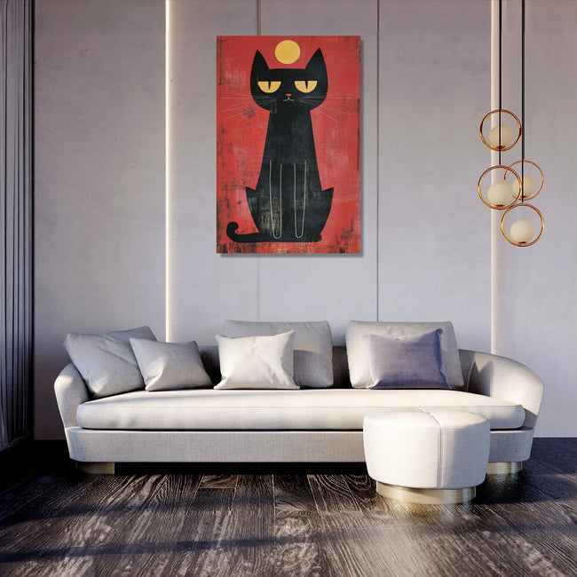 Edgy schwarze Katzen-Leinwand