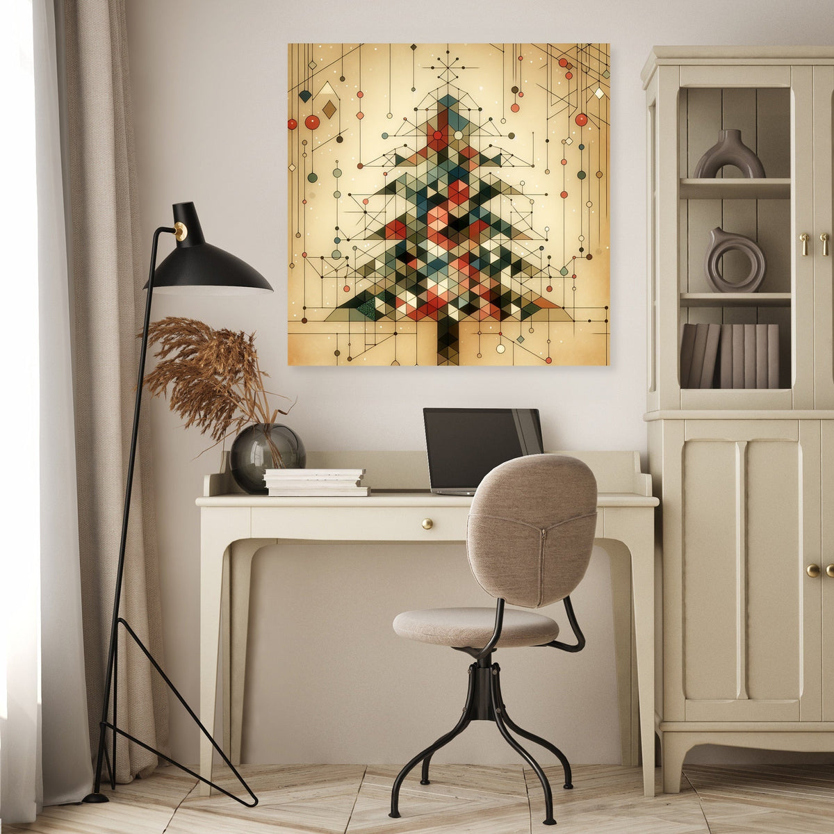 Geometric Festivity Christmas Tree Canvas