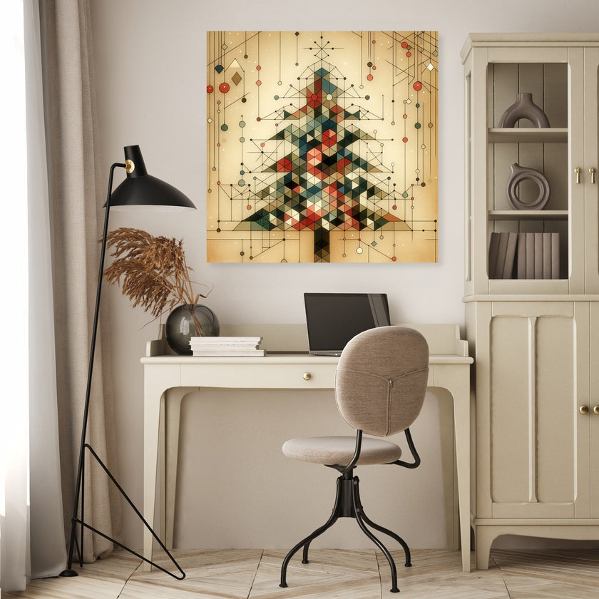Geometric Festivity Christmas Tree Canvas