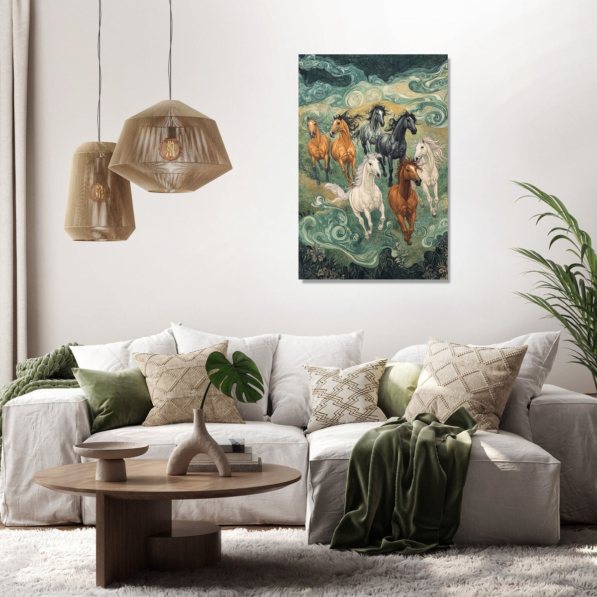Lucky Running 7 Horses Canvas