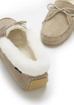 Women's slippers, sheepskin, taupe suede