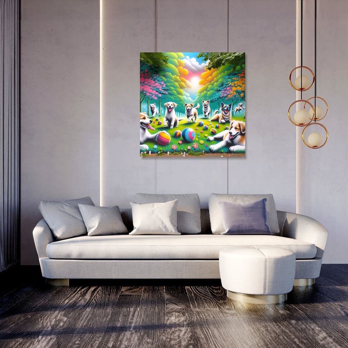 Joyful Dogs in the Park Canvas
