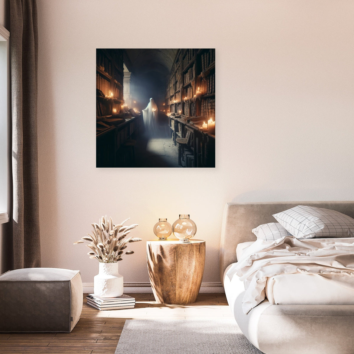Ghostly Scholar's Library Canvas