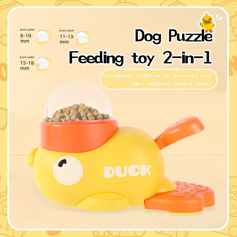 Dispensador Interactivo de Comida para Perros, Rompecabezas, Dispensador de Golosinas para Mascotas, Diseño de Pato de Dibujos Animados, Antideslizante, Juguetes de Alimentación Automática para Perros, Productos para Mascotas
