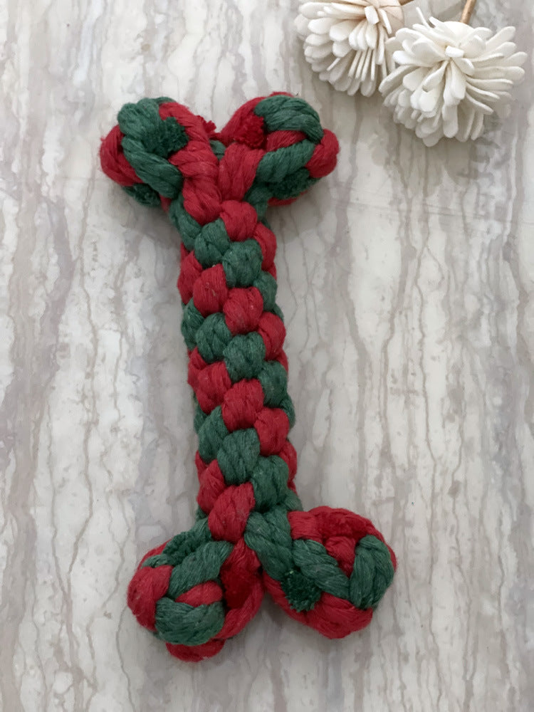 Handgestrickter Weihnachtsanzug Haustier-Zahnpflegestock