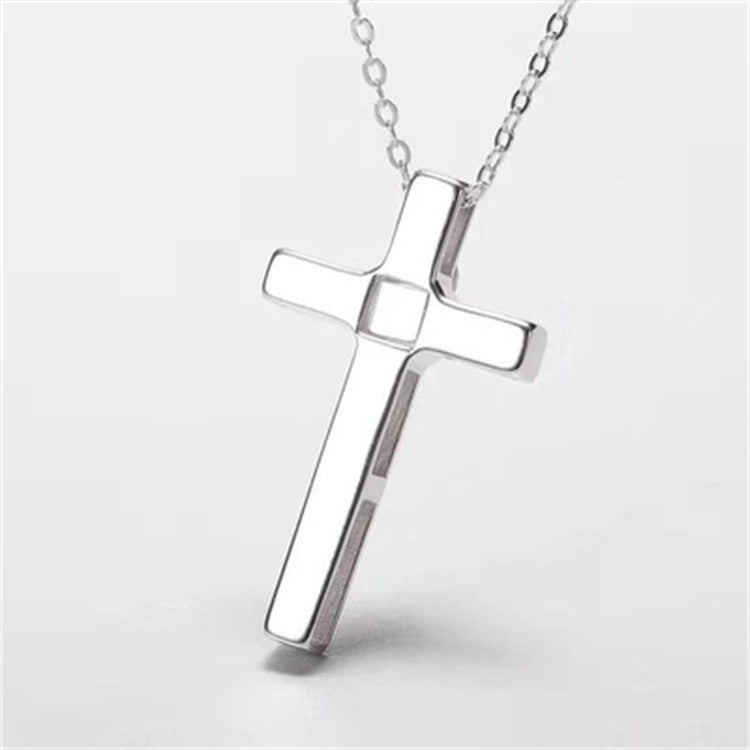 Collar cruzado de acero de titanio para parejas, colgante de proyección 520, regalo de San Valentín para novio
