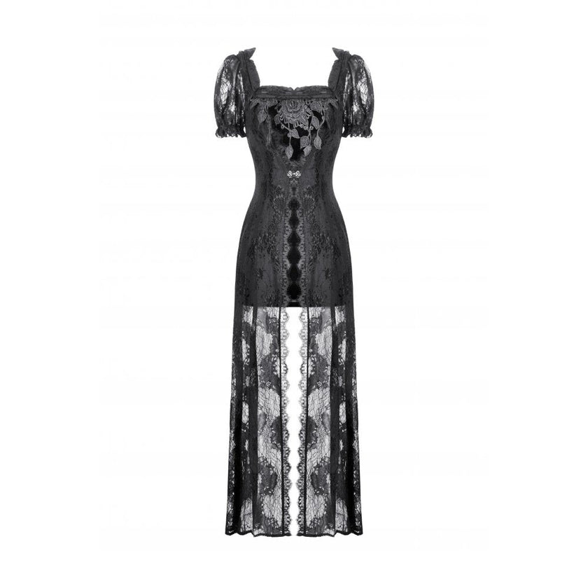 Dark in Love Morwenna Lace Gothic Maxi Dress in Black