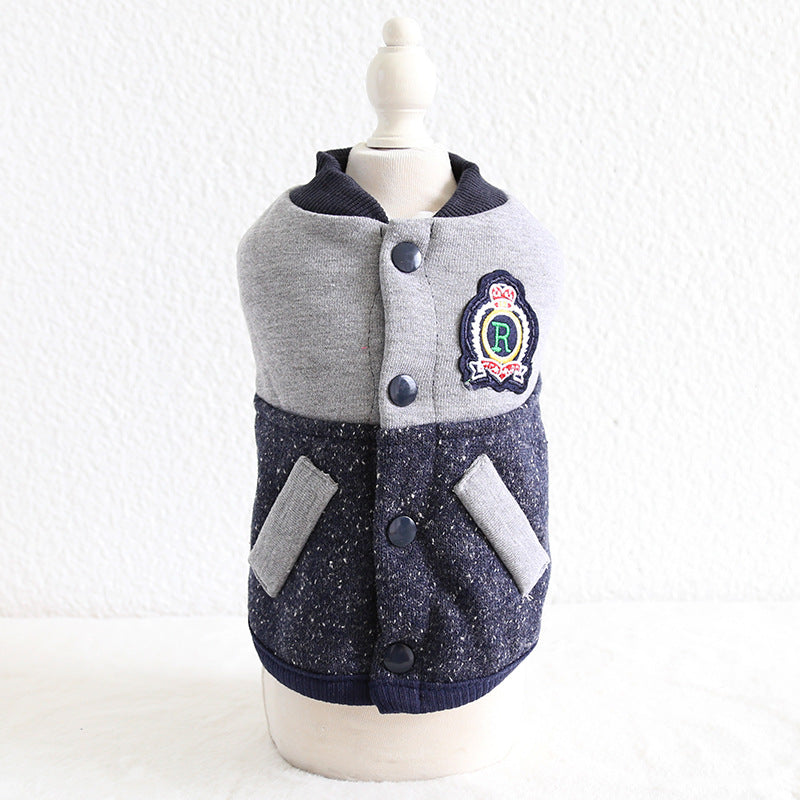 Baseball coat pet two-legged clothes