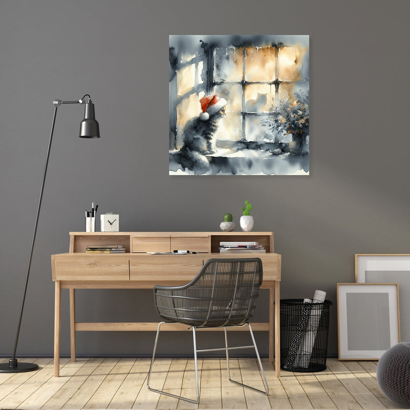 Christmas Solitude Feline Canvas