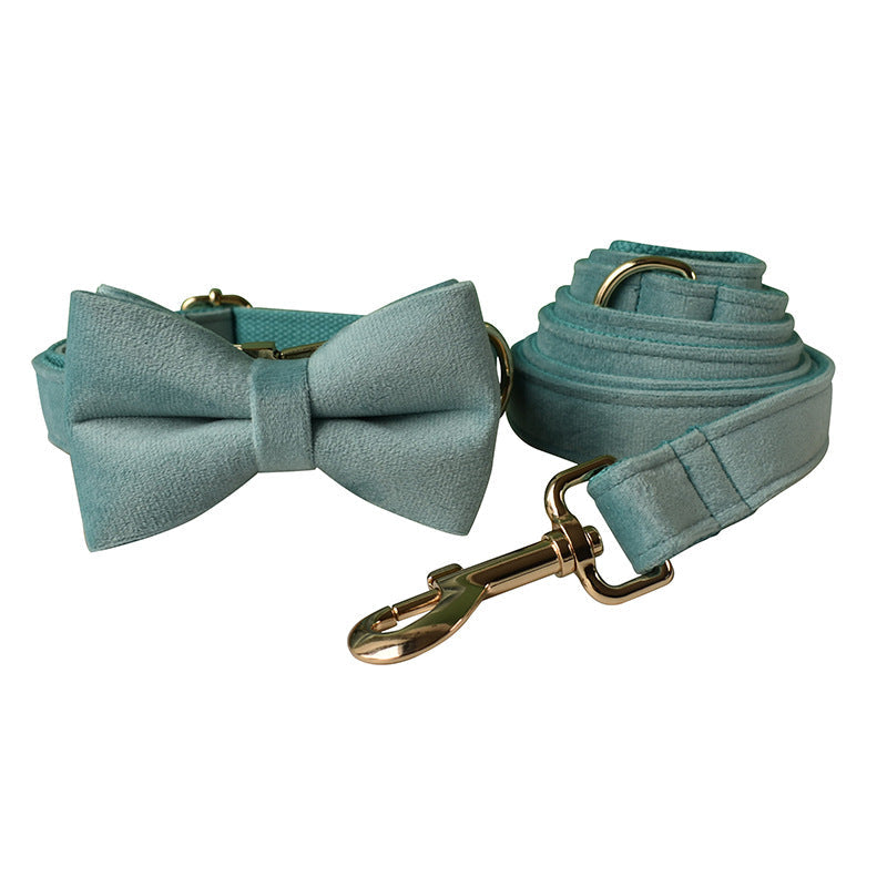 Lake Green Flannel Gold Buckle Dog Collar Double Layer