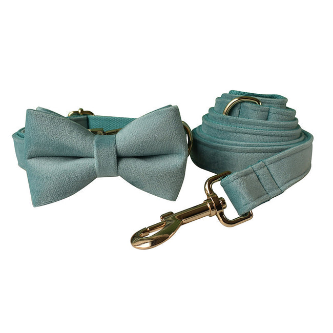 Lake Green Flannel Gold Buckle Dog Collar Double Layer