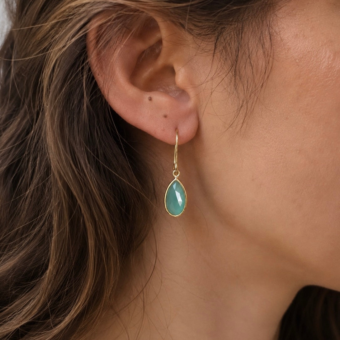 Simi Teardrop Gemstone Earrings: Pariba Onyx