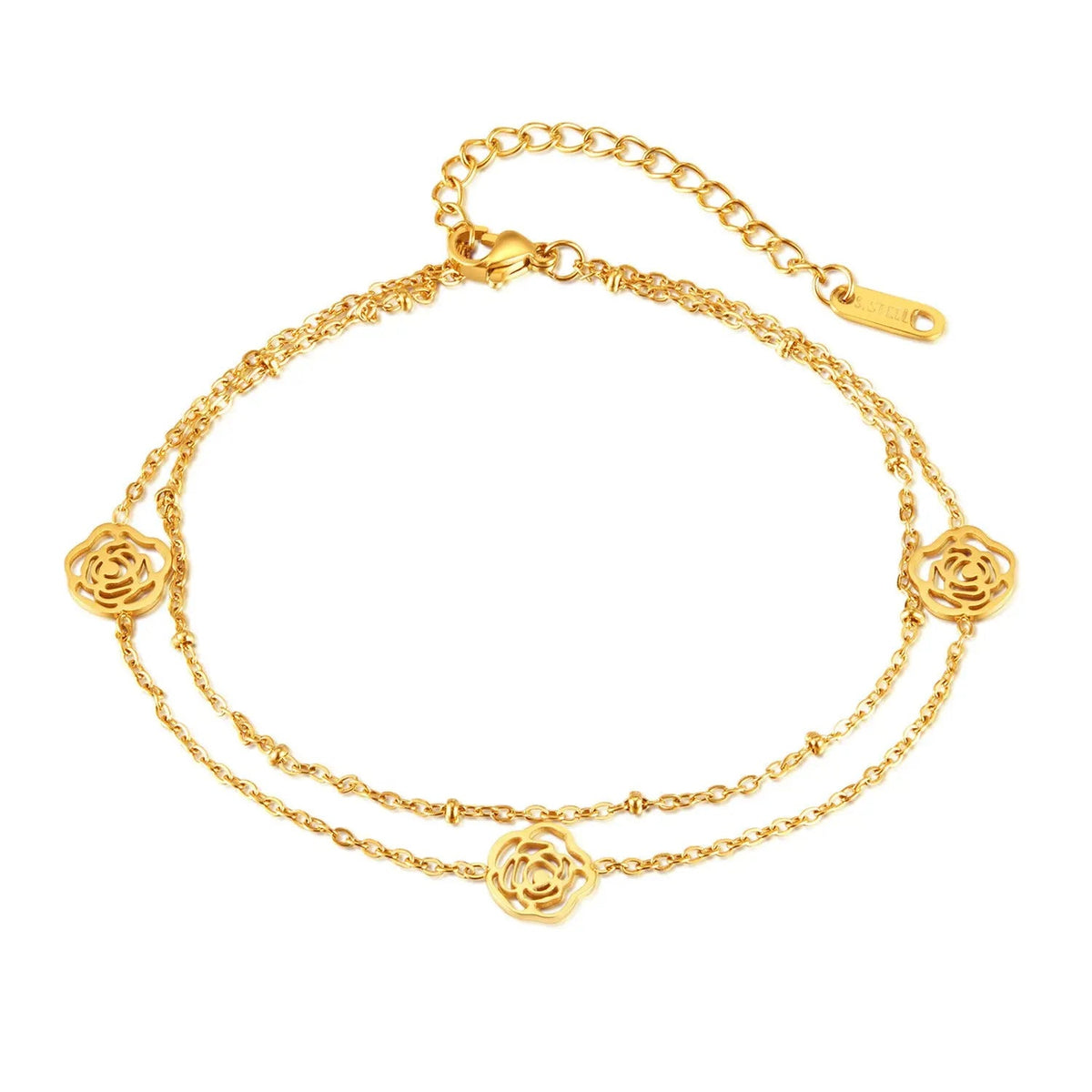 Tally Luxe Rosenglieder-Fußkettchen, 18 Karat vergoldet
