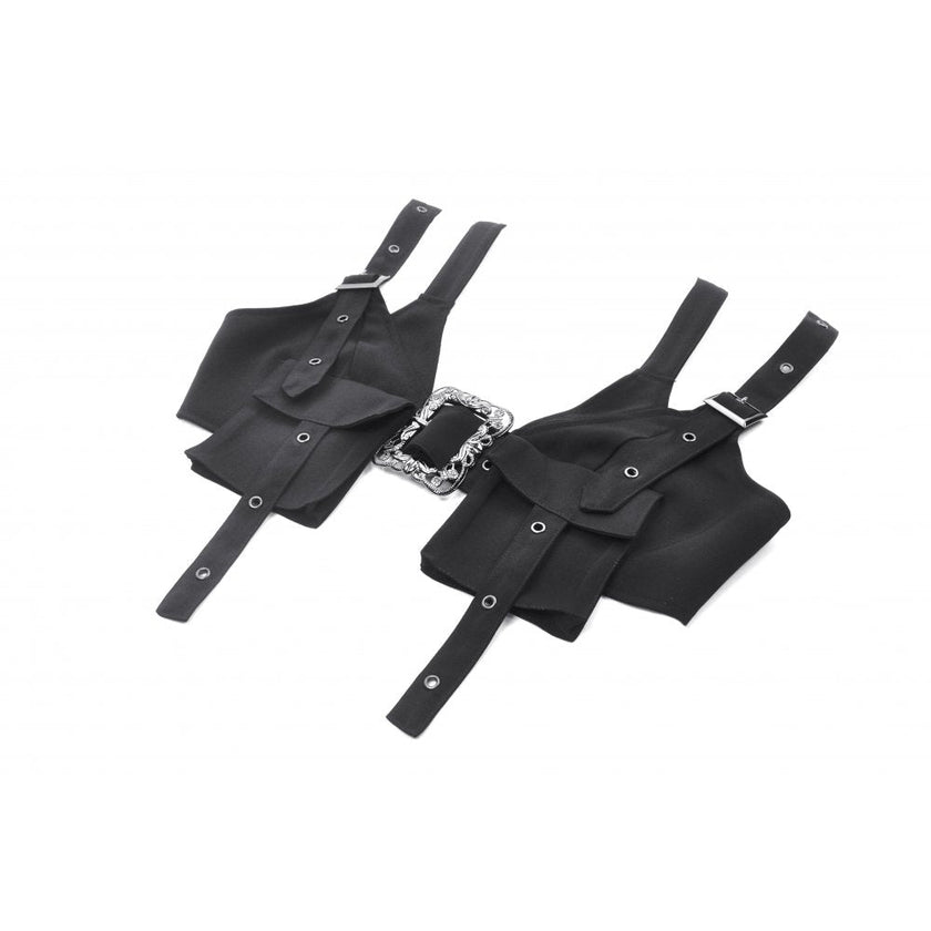 Dark in Love Evangeline Buckled Utility Crop Top in Black