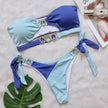 Bikini sexy con diamantes de cristal, almohadilla de pecho desmontable, costura con tirantes en el pecho, traje de baño dividido