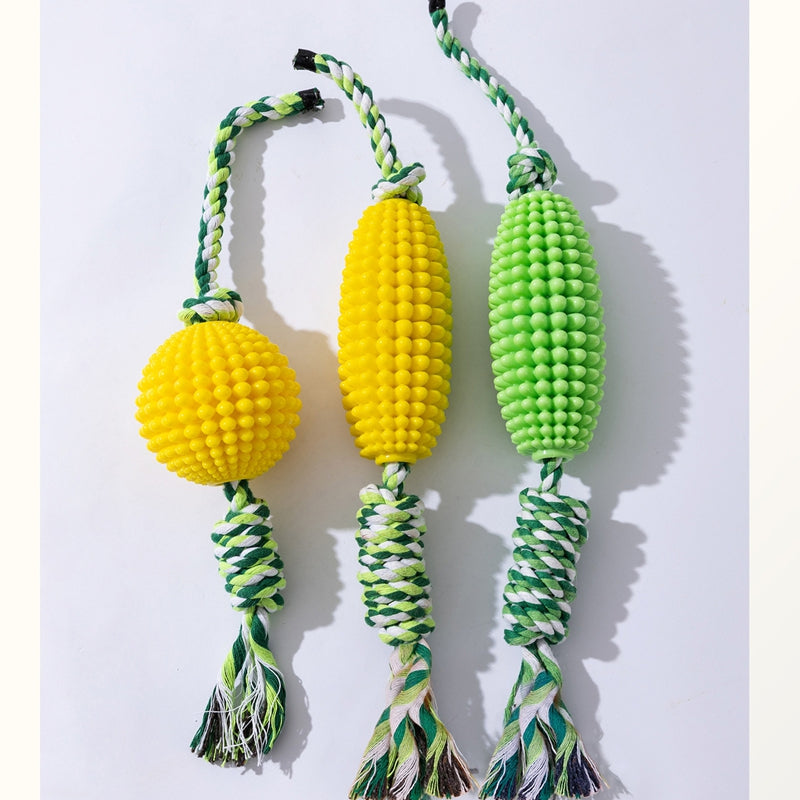 Juguetes para masticar Nudo de bola de maíz para mascotas, limpieza de dientes para perros grandes y pequeños, juguetes para perros anudados para morder y aburrir