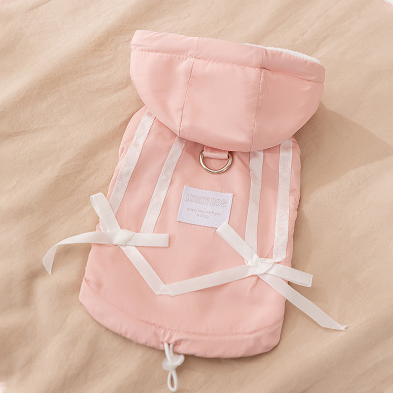 Winter Fleece Cat Clothes, Winter Bow Warm Down Jackets, Anti-shedding Pet Clothes For Kittens And Dogs
