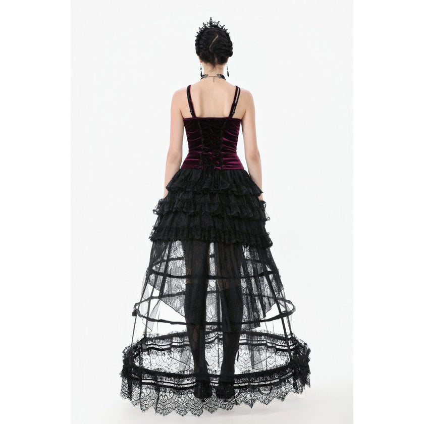 Dark in Love Serilda Velvet Lace Corset Top in Wine Red