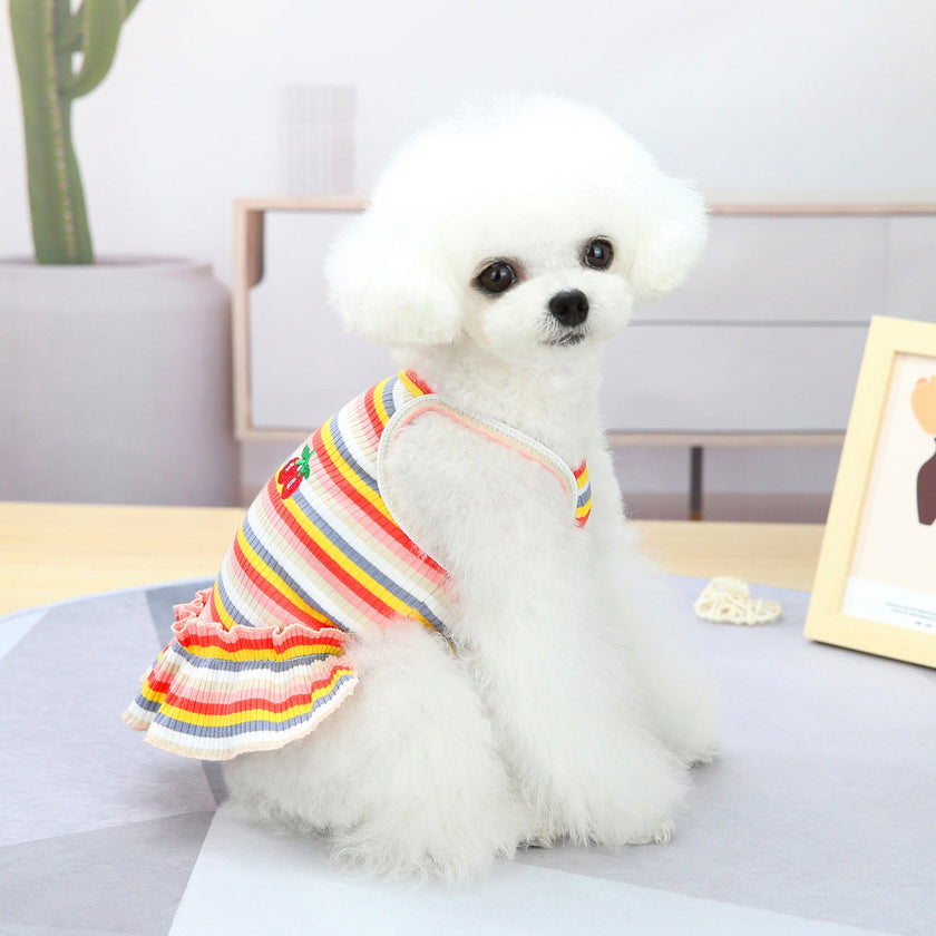 Pet Clothes Dog Color Stripes Skirt Vest