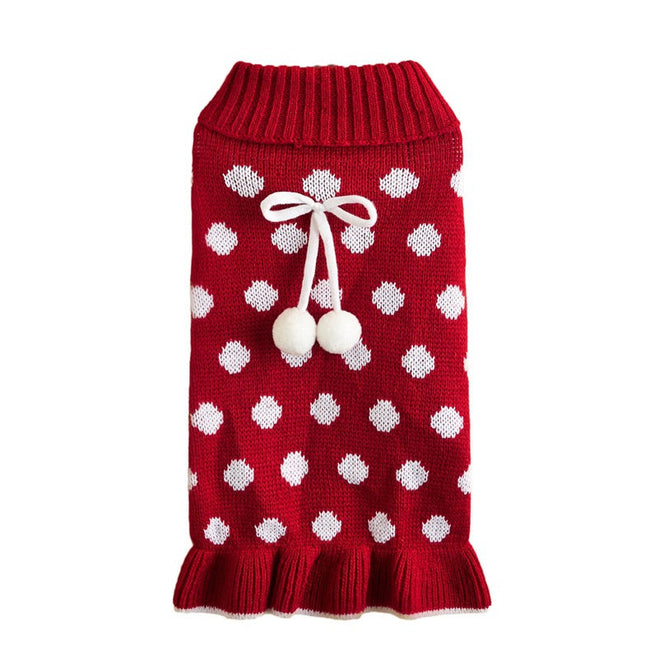 Polka Dot Dog Cat Lotus Leaf Skirt Sweater