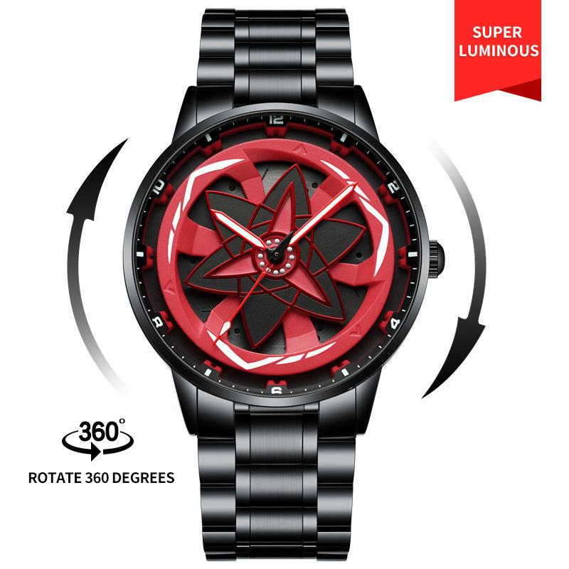 Reloj de cuarzo multifunción luminoso e impermeable tridimensional hueco