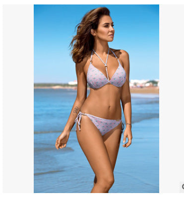 Bikini push-up de mujer, traje de baño de dos piezas con estampado de leopardo