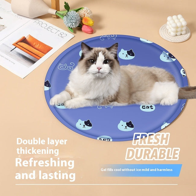 Kühlmatte für Haustiere, rund, Cartoon-Katze, Hund, Gel