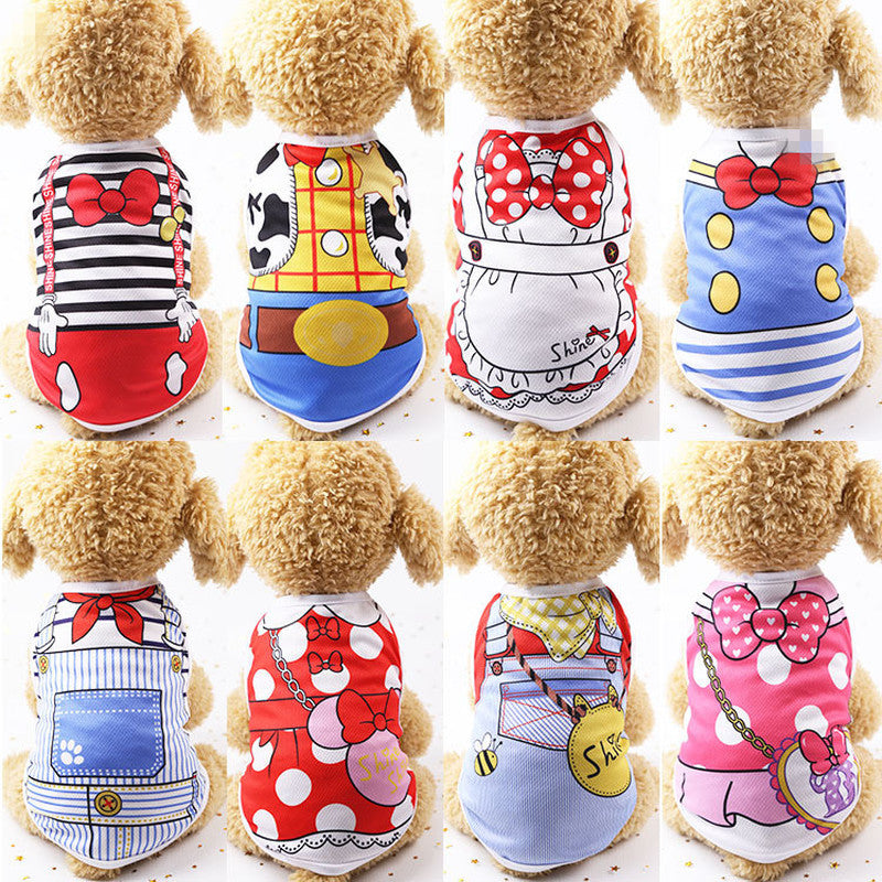 Ropa de verano fina con dibujos animados para mascotas