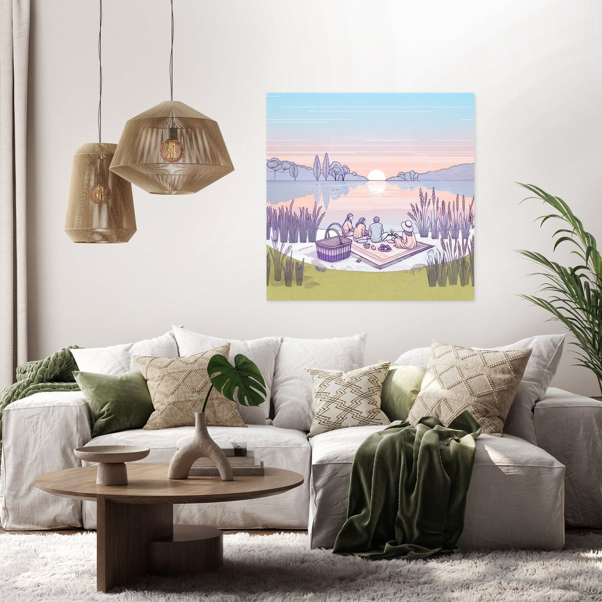 Summer Picnic by the Lake Canvas