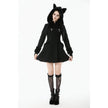 Dark in Love Cat-Ear Faux Fur Trim Gothic Coat
